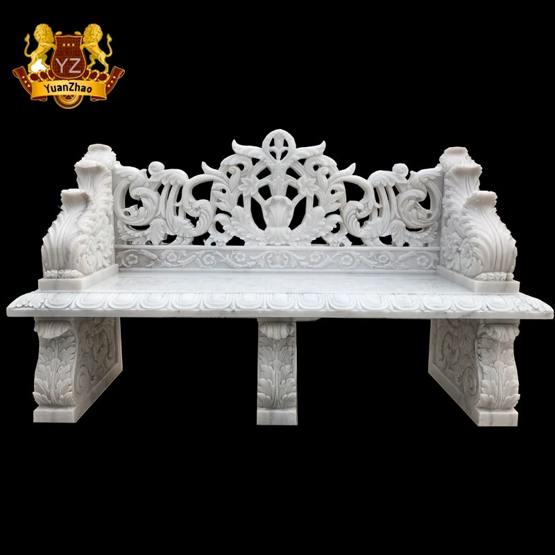 Hand Carved Outdoor Furniture White Marble Garden Stone Bench