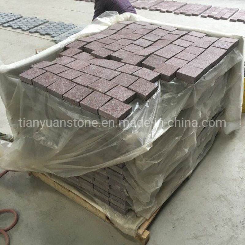 Red Meshed Cobblestone for Square and Landscape Paving