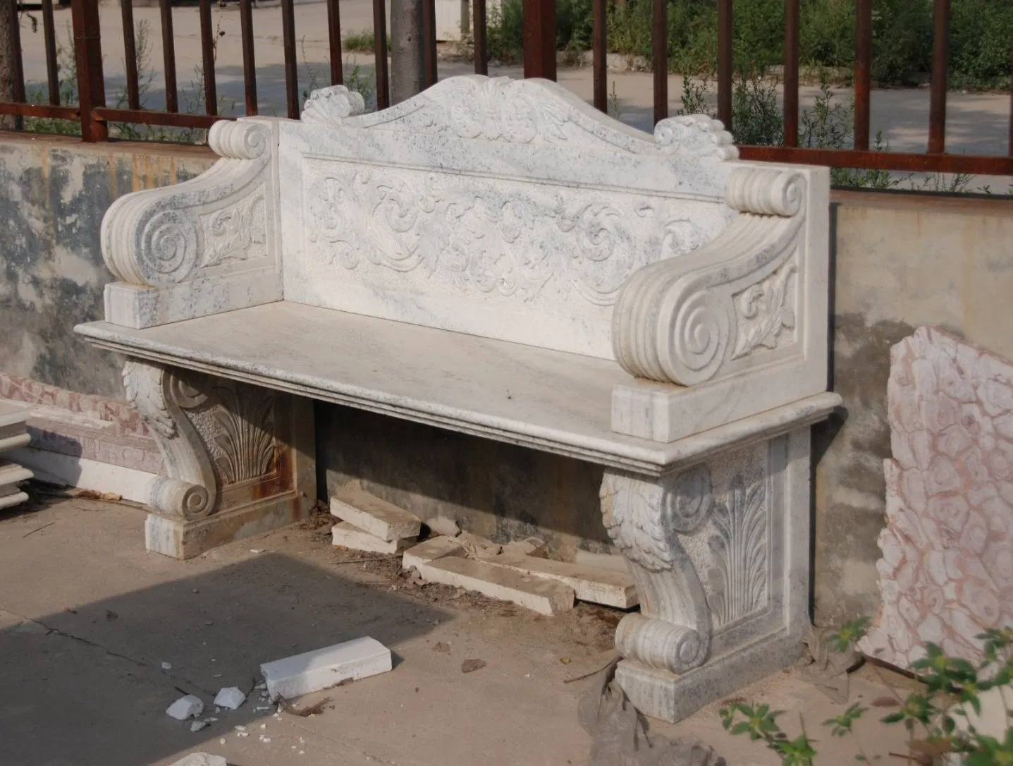 Factory Wholesale High Quality Manufacture Custom Marble Bench Natural Stone Bench European Design for Garden Decoration (SYMB-013)