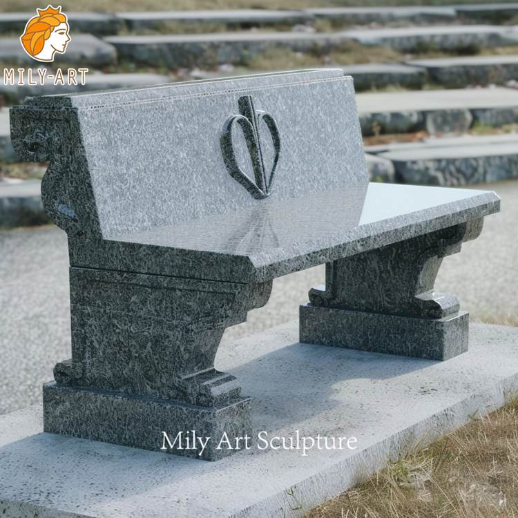 Cemetery Custom Carved Stone Natural Black Granite Marble Bench for Rest