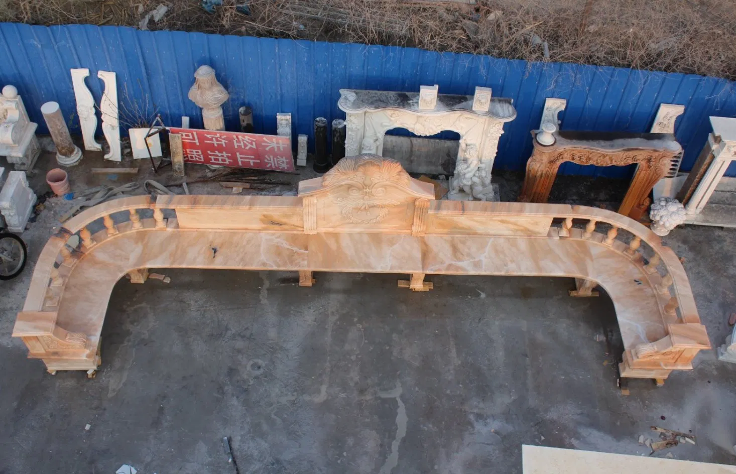 Hand Carved Natural Stone Chair Outdoor Garden Decoration Furniture Marble Carving Park Bench (SYMB-024)