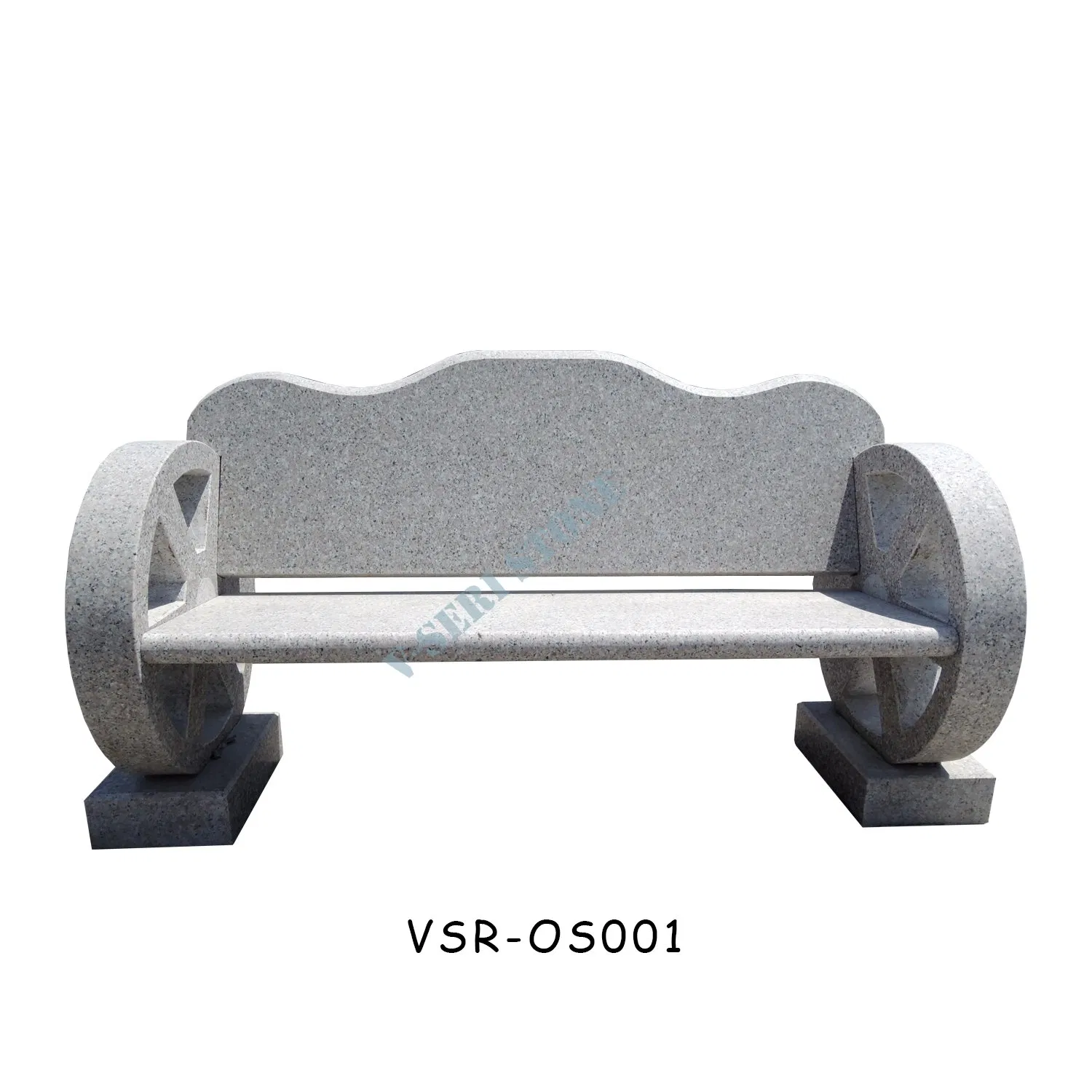 Classic Design Garden Decoration Light Grey Granite Garden Stone Bench with Back