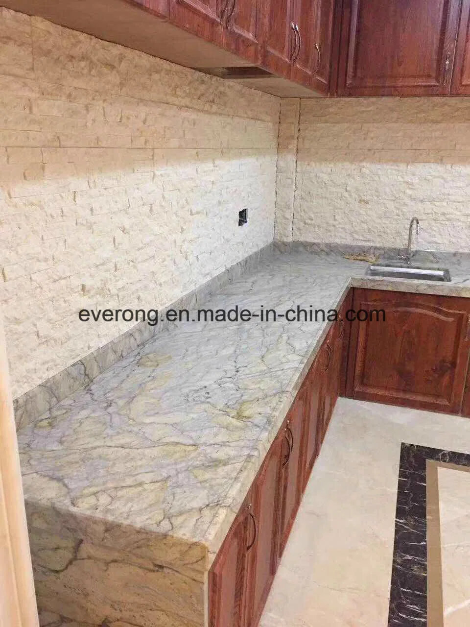 Indian Arison Gold Yellow Granite Prefabricated Countertop for Kitchen