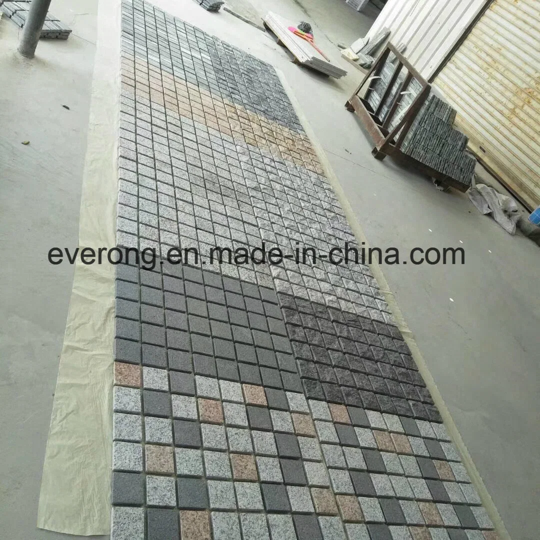 Natural Grey/Gray Veins Nero Santiago Granite Paving/Cube/Cubic/Cobblestone on Mesh