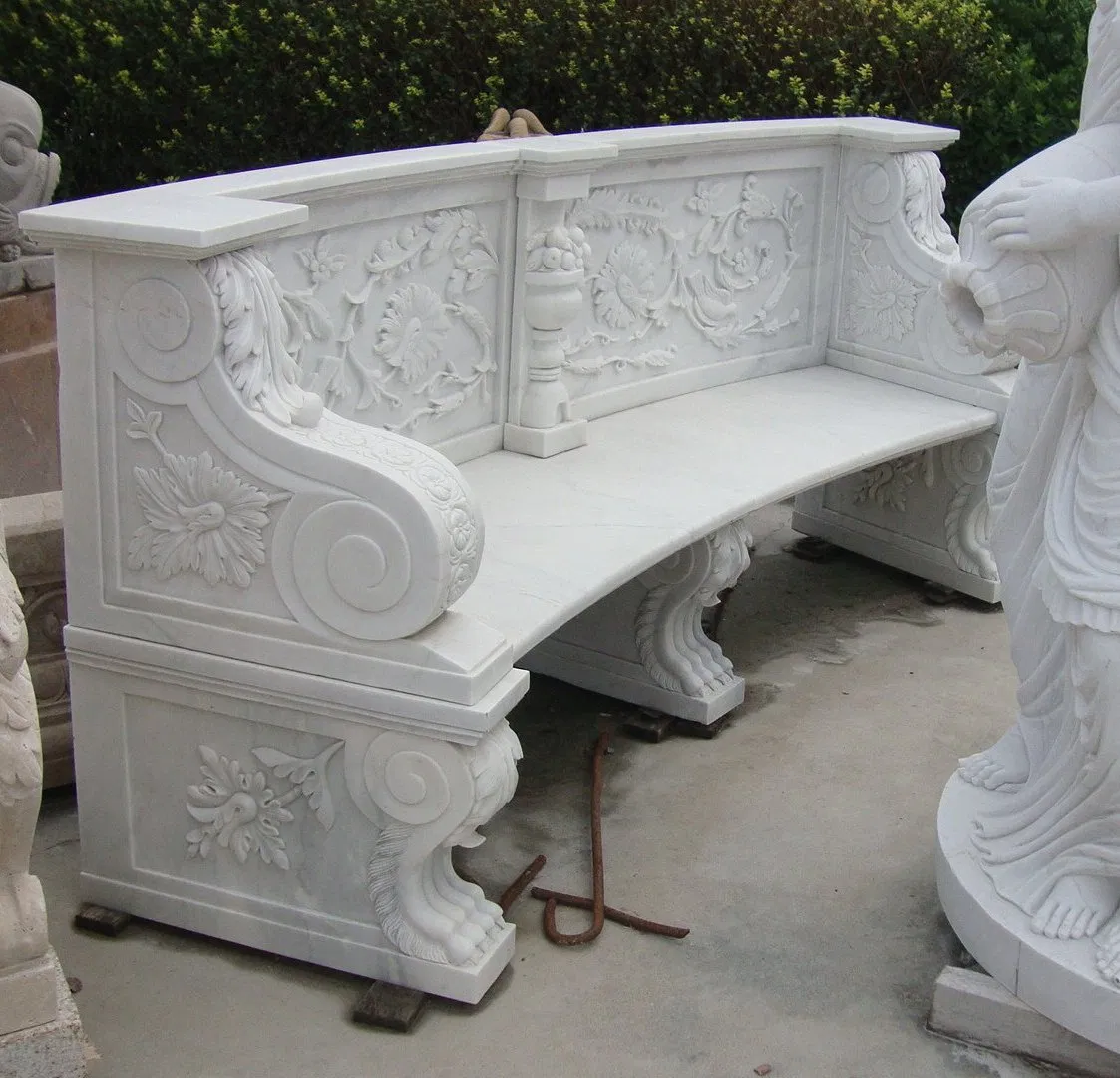 Factory Wholesale High Quality Manufacture Custom Marble Bench Natural Stone Bench European Design for Garden Decoration (SYMB-013)