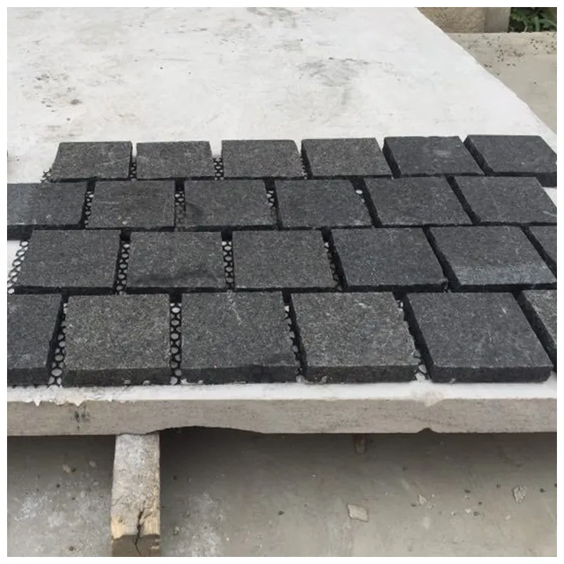 G684 Black Granite Flamed Paver Cobblestone