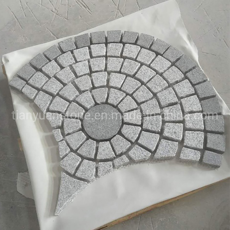 Fan Shape Meshed Cobblestone for Exterior Paving and Car Parking Area
