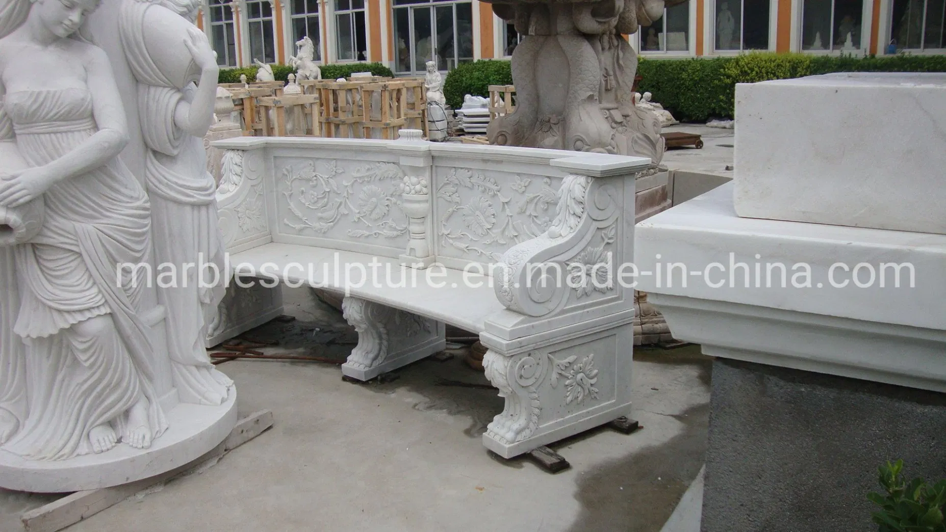 Stone Carving Sculpture Marble Bench for Garden Decoration (SY-T004)