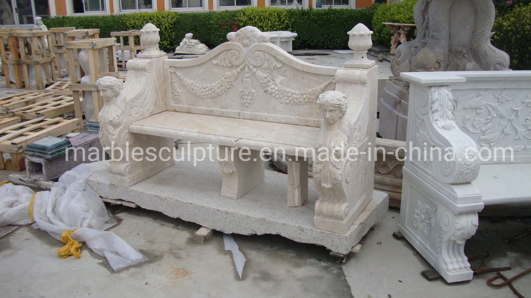 Stone Carving Sculpture Marble Bench for Garden Decoration (SY-T004)