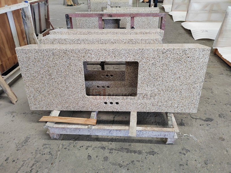 Hotel Custom Single Sink Granite Countertop Ogee Edge Deep Ceramic Granite Sinks Vanity Modern Design Wholesale Countertop