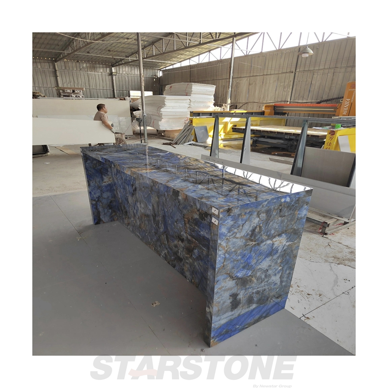 Luxury Custom Marble Countertop Slabs Blue Stone Kitchen Marble Island Countertops