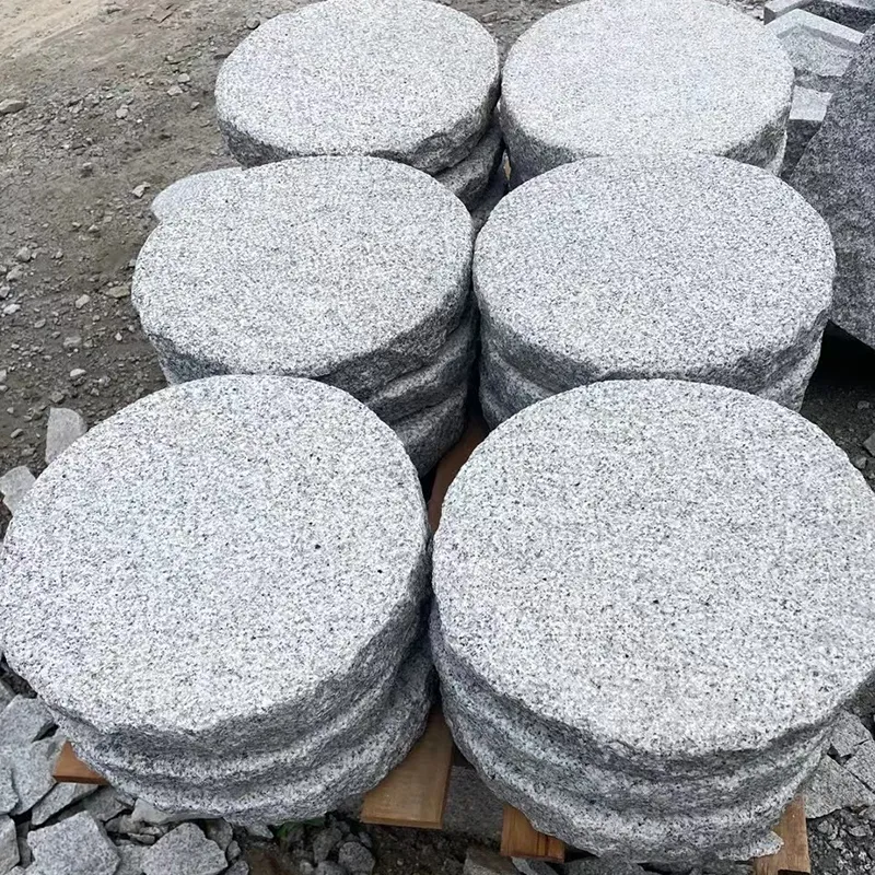 Handmade Bush Hammered Round Granite Stepping Stones for Gardens