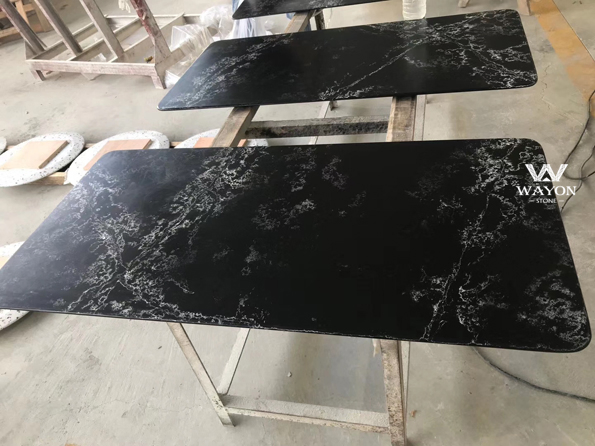Custom Quartz Stone Table Top Black and White Quartz Countertop