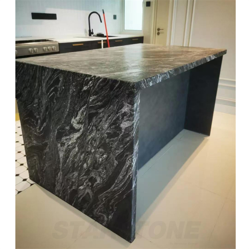 Starstone Custom Hotel Reception Desk Black Marble Kitchen Marble Island Countertop