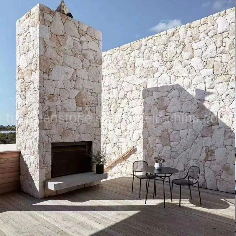 Yellow Beige Black Natural Limestone Panel for Exterior Garden Retaining Castle Villa Curtain Feature Wall