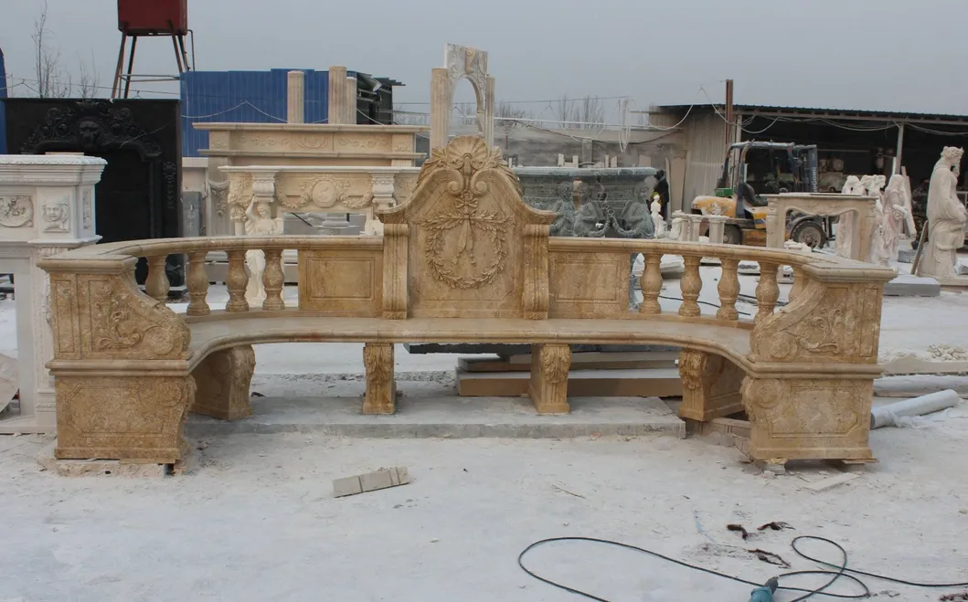 Marble Carving Park Bench