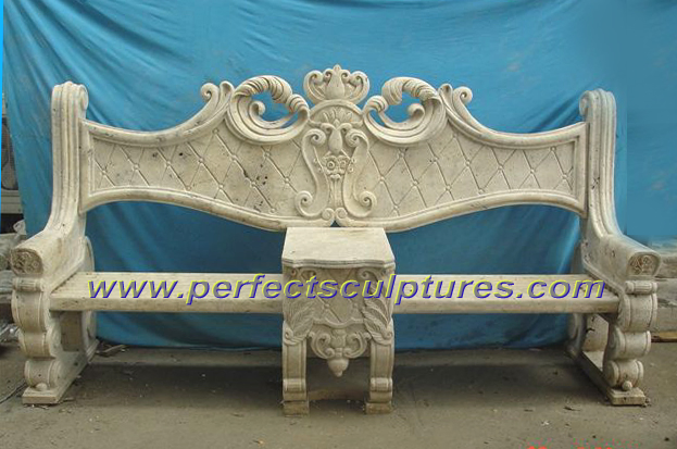 Garden Decorative Carved Stone Table Marble Carving Bench for Outdoor Decoration (QTC004)