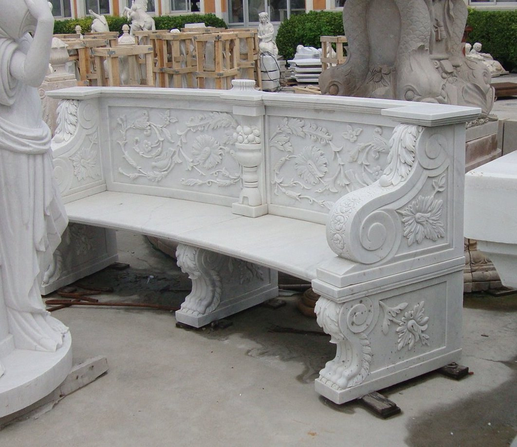 Factory Wholesale High Quality Manufacture Custom Marble Bench Natural Stone Bench European Design for Garden Decoration (SYMB-013)