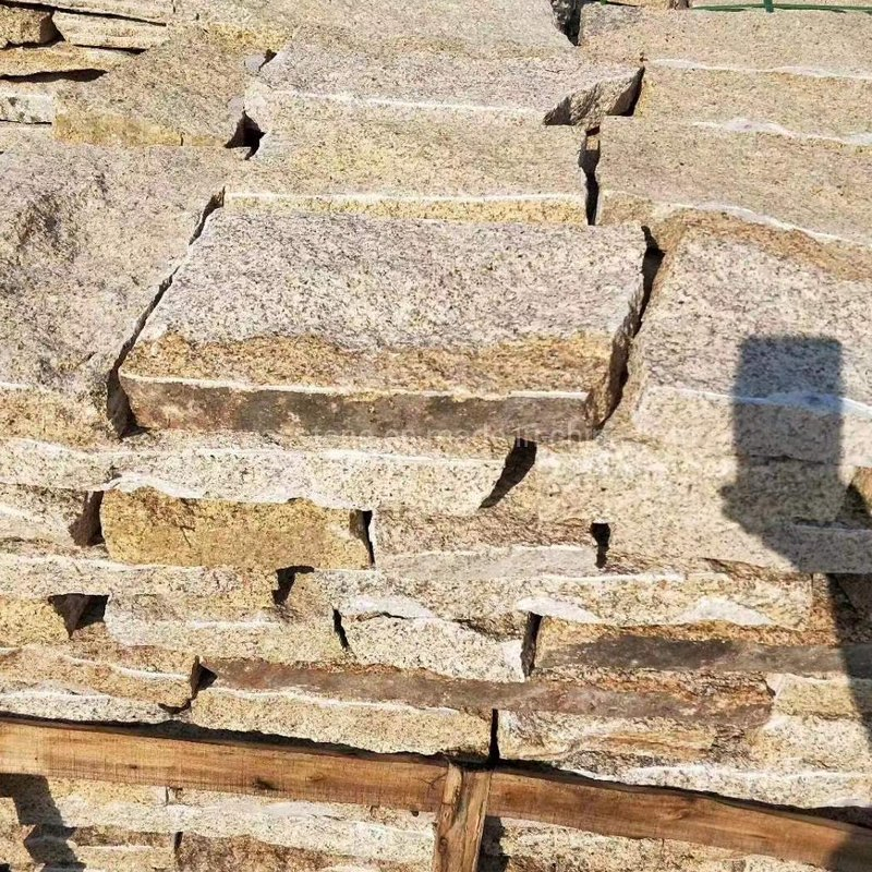 G682 Gold Yellow Granite Random Size Wall Stone for Retaining Wall