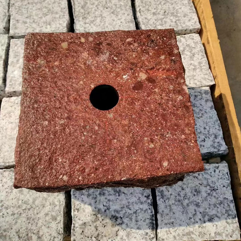Machine Cut Natural Granite Stone Red Porphyre Paver Cobblestone for Park Courtyard Driveway