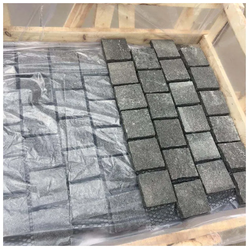 G684 Black Granite Flamed Paver Cobblestone