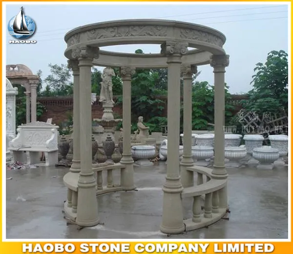 Stone Gazebo Garden Bench Design