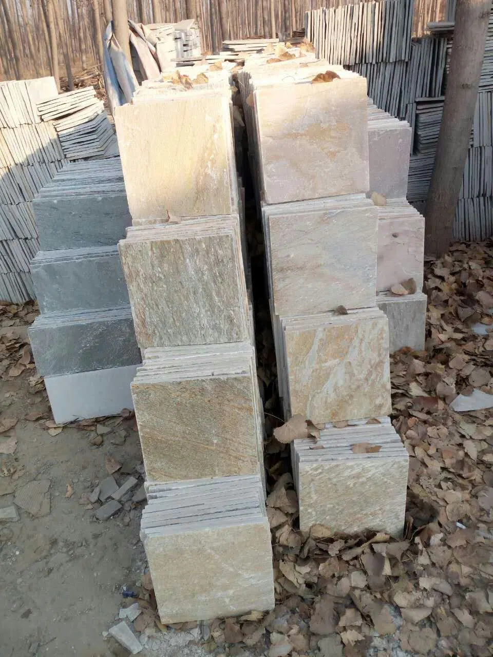 Natural Split Paving Stone Granite/Quartzite Outdoor Heavy-Duty Pavers Cobblestone on/with/Mesh
