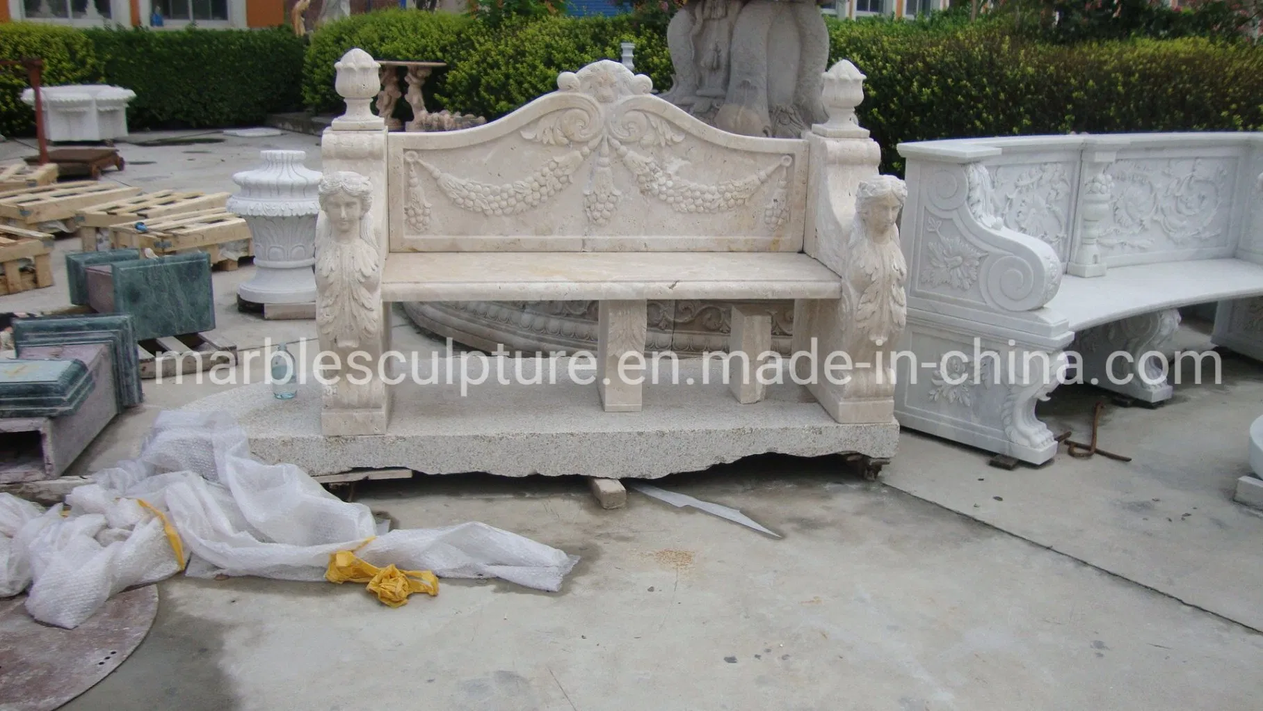Stone Carving Sculpture Marble Bench for Garden Decoration (SY-T004)