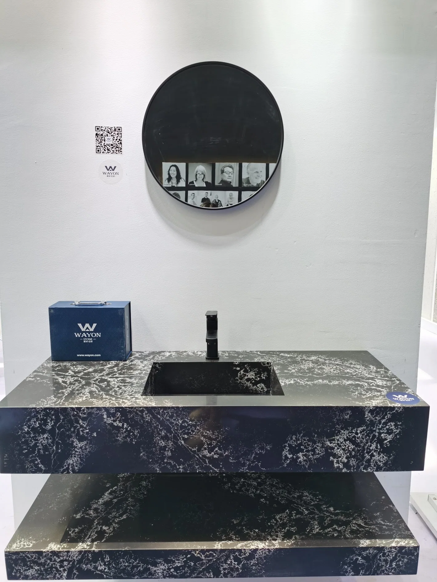 Custom Quartz Stone Table Top Black and White Quartz Countertop