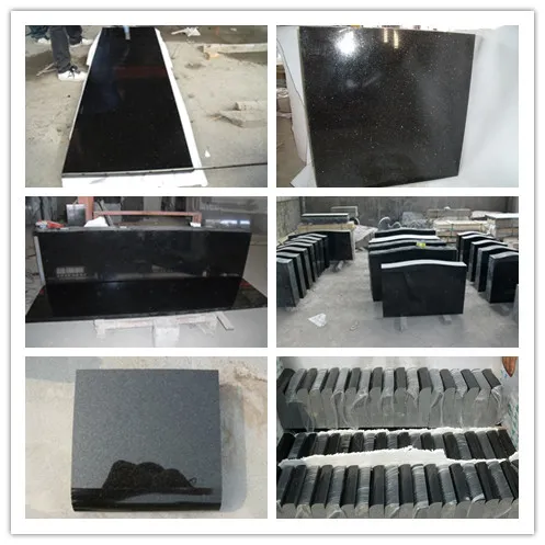 Black Galaxy Granite Prefabricated Kitchen Countertops