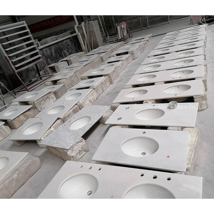 Wholesale Price 31/37/43/47/61 in Bathroom Vanity Top with Undermount Sink Thassow White/Pure White Marble