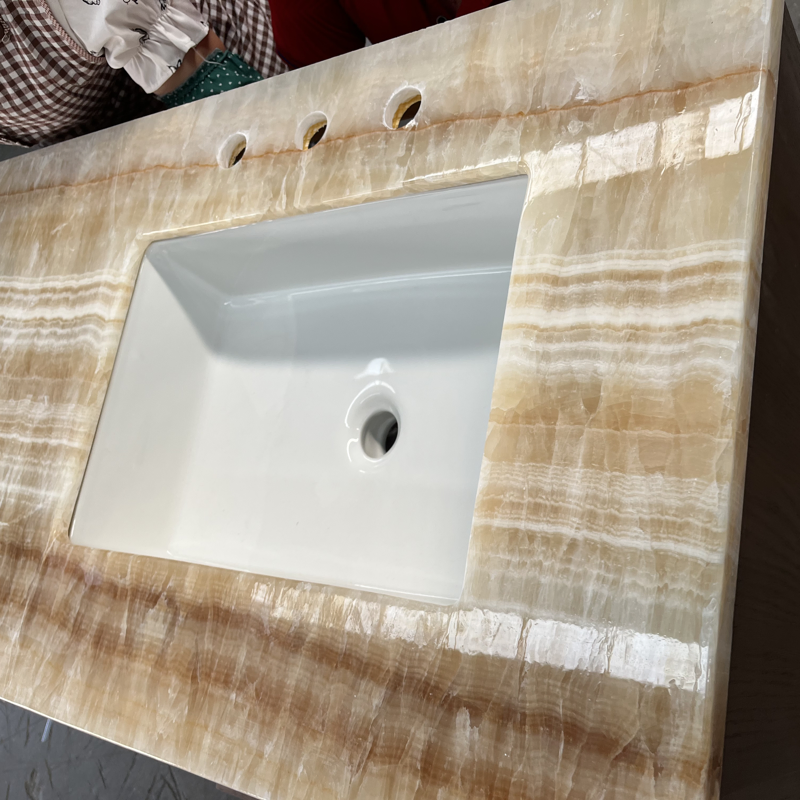 Wholesale Yellow Onyx Kitchen Countertop Prefabricated Honey Onyx Marble Countertop Manufacturer in China