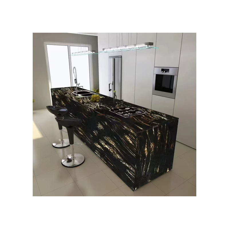 Modern Kitchen Counter Top Customized Kitchen Island Natural Black Marble Vanity Stone Counter Tops