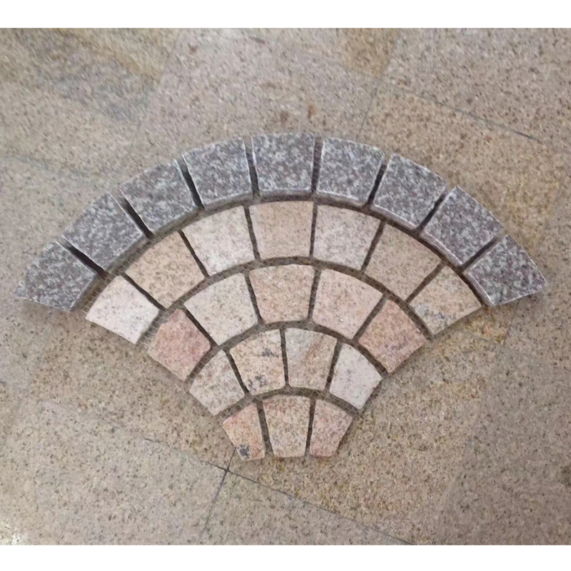 Meshed Back Granite Pavers and Pattern Cobblestone on Mesh