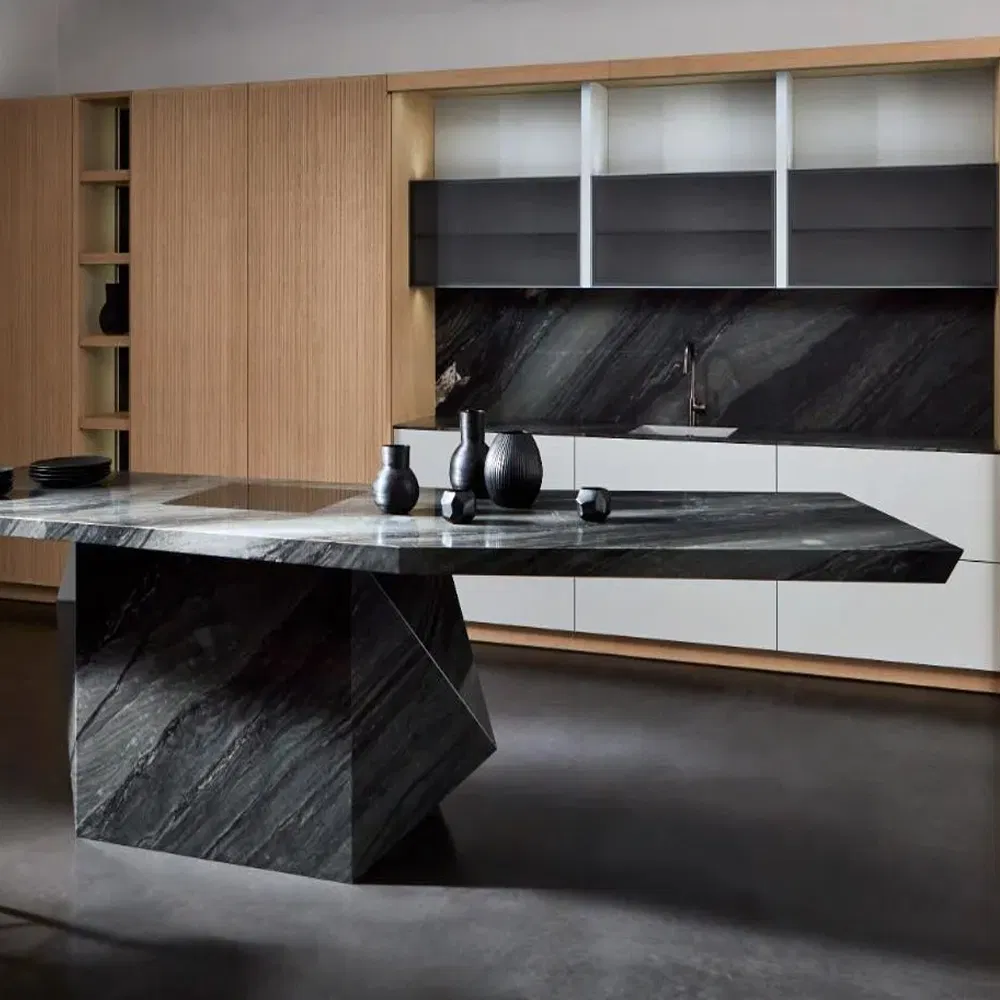 Corian Manufacturer Customized Luxury Stainless Steel Outdoor Kitchen Cabinets Modern Design with Gas Stove and BBQ Grill for Dining Countertop