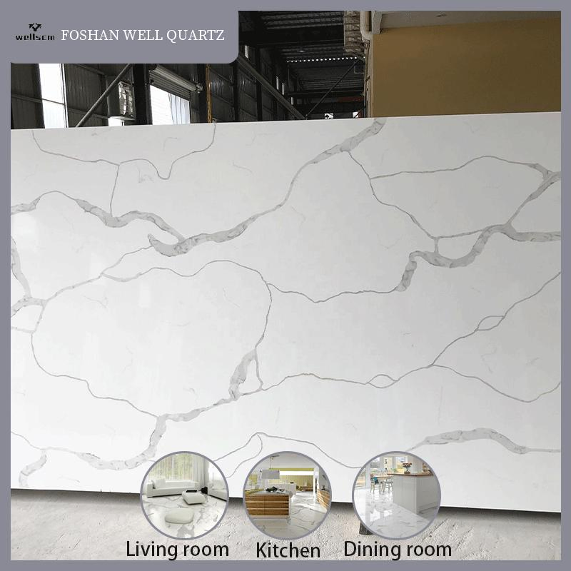 Cheap Wholesale Custom Quartz Kitchen Countertop with Polished Surface for Brown Vein Quartz Countertop