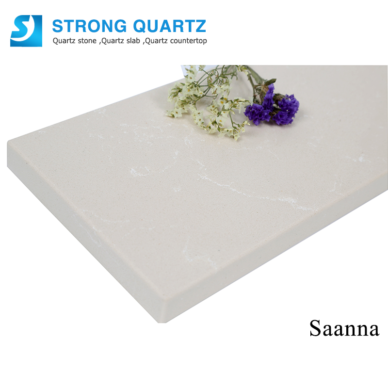 Cream Carrara Marble Look Artificial Quartz Stone Countertop for Kitchen Island/Tabletop/Vanity/Worktop