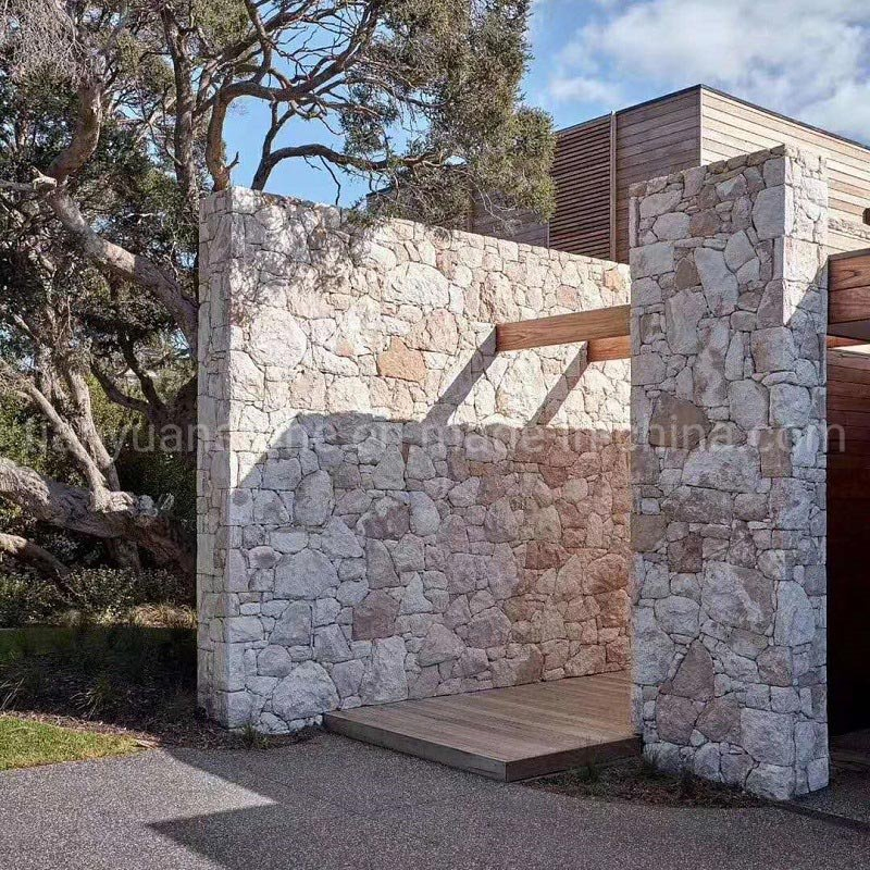 Yellow Beige Black Natural Limestone Panel for Exterior Garden Retaining Castle Villa Curtain Feature Wall