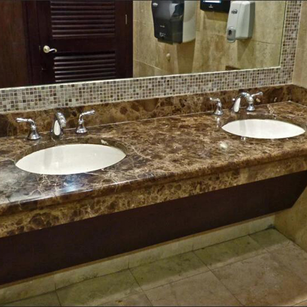 2025 Dark Emperador Brown Marble Stone for Villa Basin Bathroom Vanity Tops Desk Set