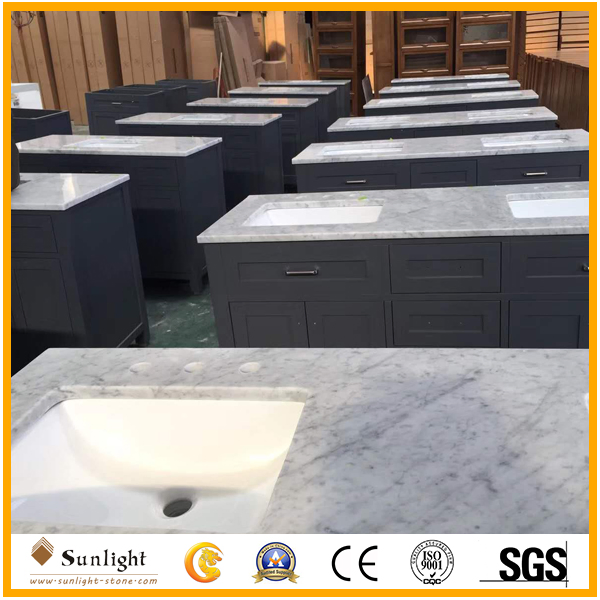 Custom Polished Carrara White Marble Lowes Vanity Tops Countertops for Bathroom