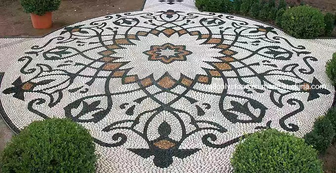 Mixed Pebble Mosaic Paver Patio Designs for Garden and Outdoor Stepping Stone