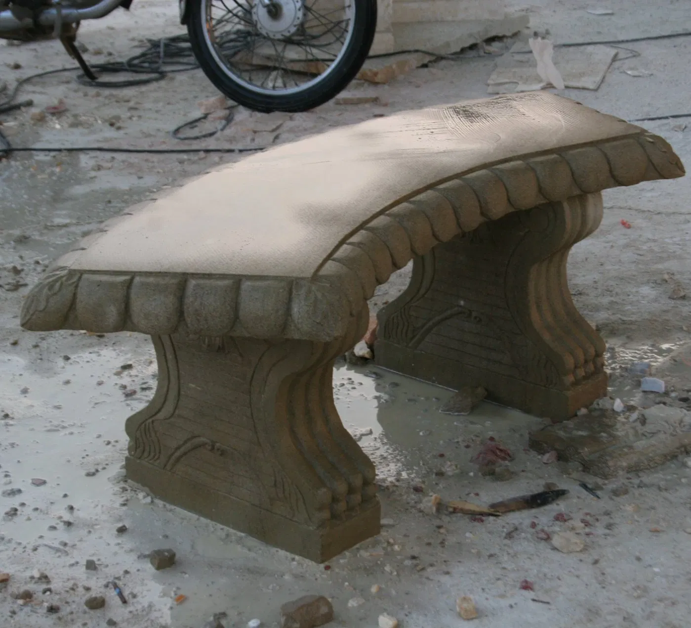 Outdoor Garden Hand Carving Natural Stone Marble Solid Bench (SYMB-042)
