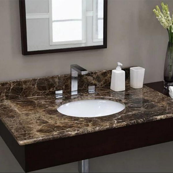 2025 Dark Emperador Brown Marble Stone for Villa Basin Bathroom Vanity Tops Desk Set