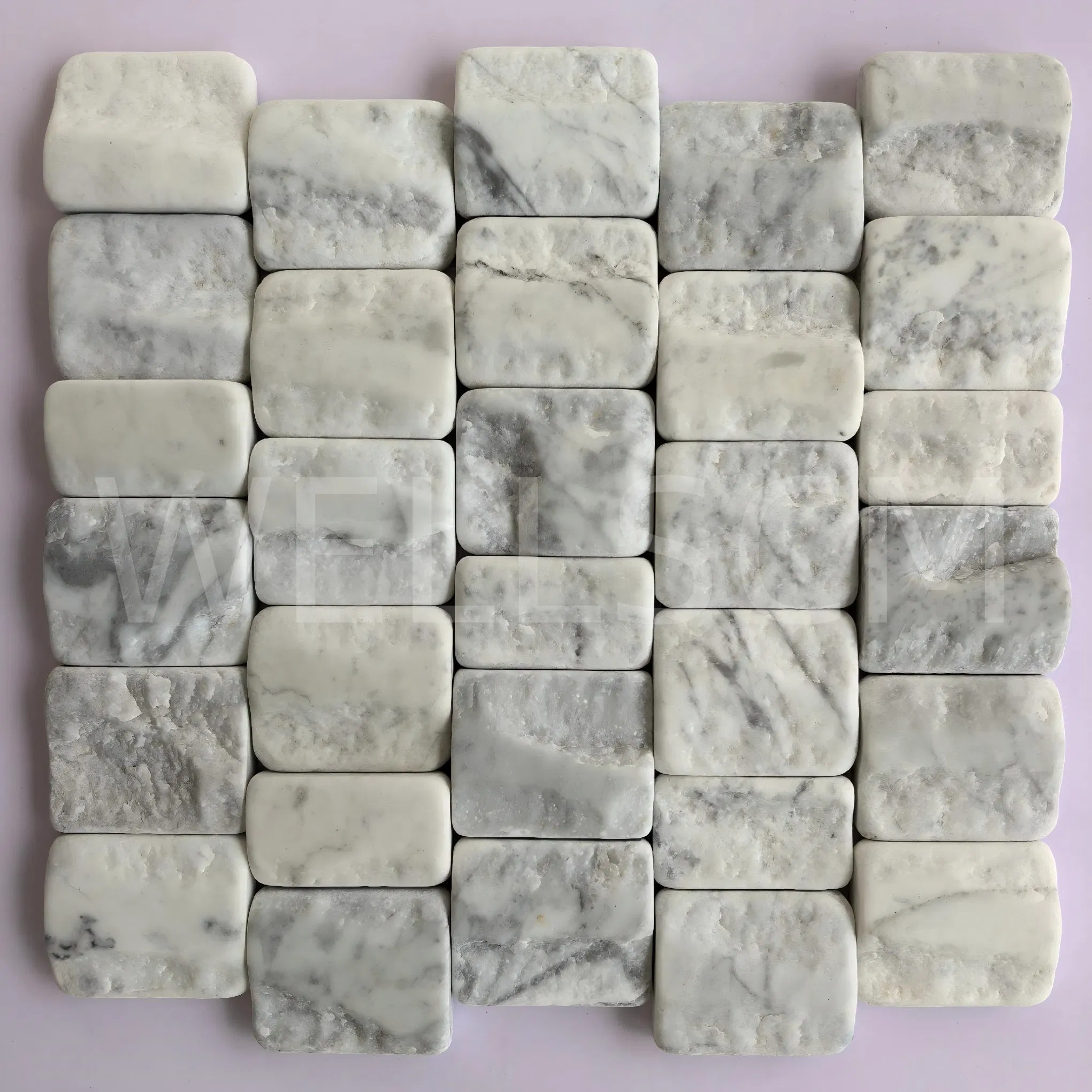 Custom Natural Stone Tiger Skin Quartzite Brick Pattern Driveway Paving Stone Mesh Paver Cobblestone for Street