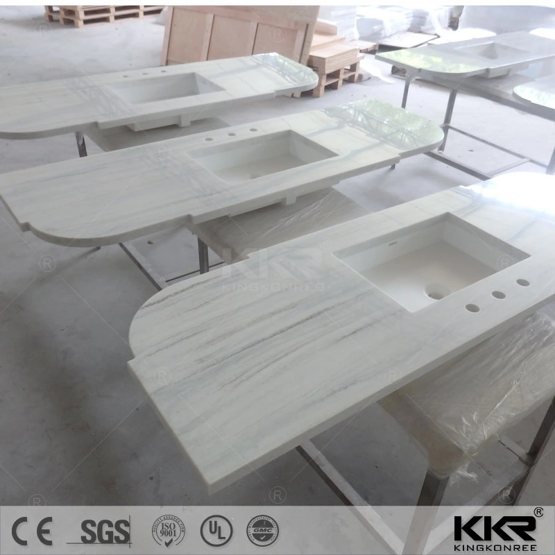 Solid Surface Bathroom Sink Wash Basin Marble Countertop Vanity Top