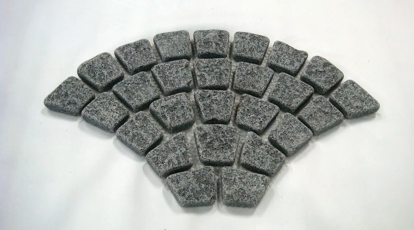 Tumbled Light Gray Granite Cobblestone on/Mesh Outdoor Heavy Duty Thickest Cube Pavers