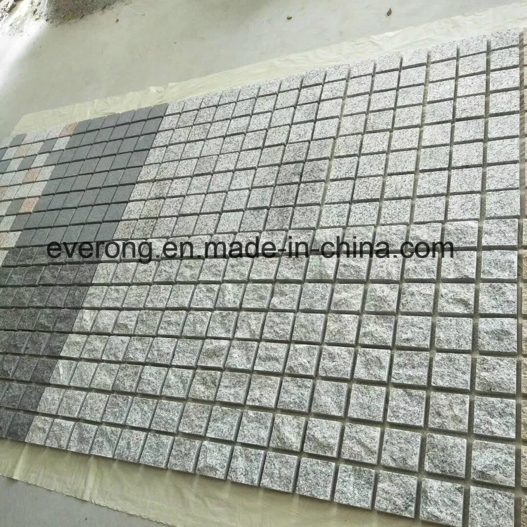 Natural Grey/Gray Veins Nero Santiago Granite Paving/Cube/Cubic/Cobblestone on Mesh