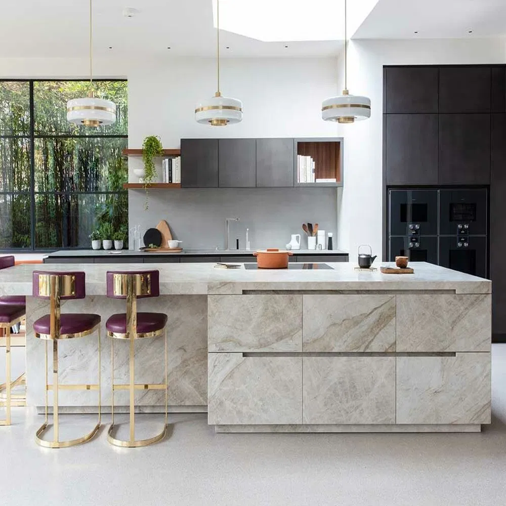 Modern Design Artificial Quartz Stone Low Silica Polished Marble Look for Kitchen Countertops Vanity Tops Home Hotels Villas outdoor Countertop