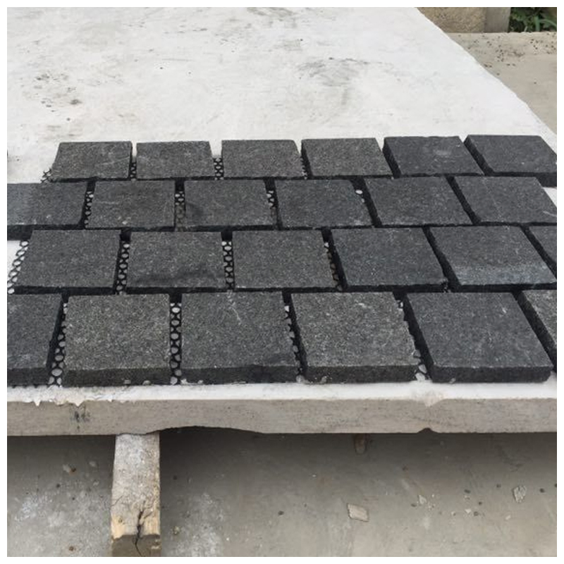 G684 Black Granite Flamed Paver Cobblestone