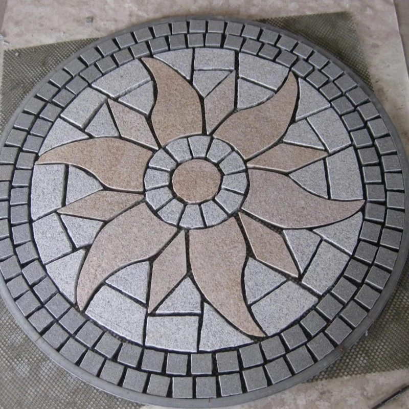 Interlocking Flamed Finish G684 Cobblestone on Mesh for Driveway Walkway Pavement